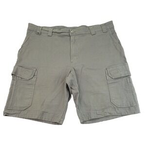 Duluth Cargo Shorts Mens 44x10 Relaxed Fit Gray Canvas‎ Flex Fire Hose Gusseted